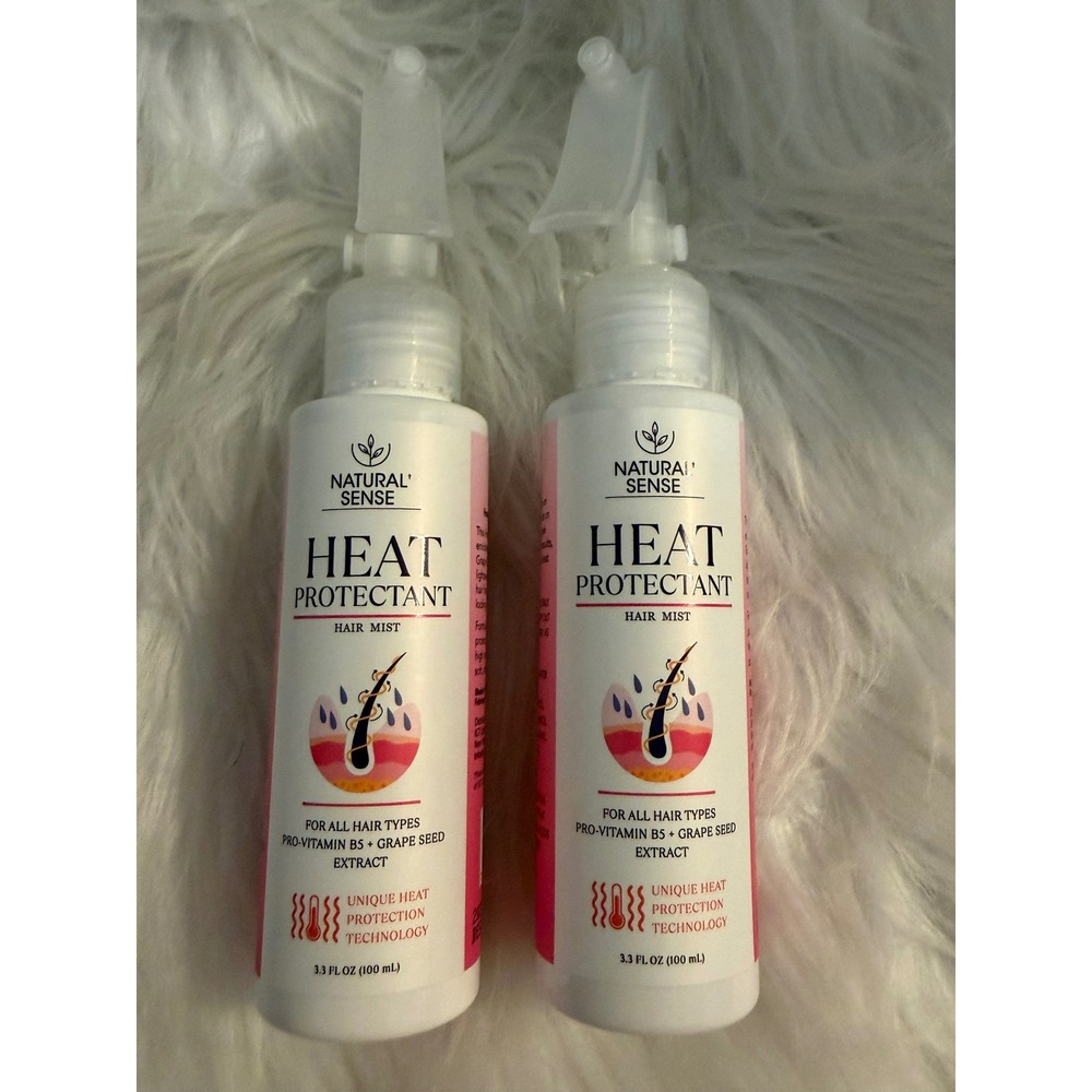 Natural Sense Heat Protectant Hair Mist 3.3 oz Pro-Vitamin B5 Grape Seed 2 Pack